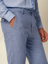 Men's Blue Casual Slim Fit Solid Trousers