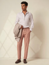 Men's Pink Casual Slim Fit Solid Trousers