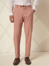 Men's Pink Casual Slim Fit Solid Trousers