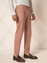 Men's Pink Casual Slim Fit Solid Trousers
