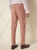 Men's Pink Casual Slim Fit Solid Trousers