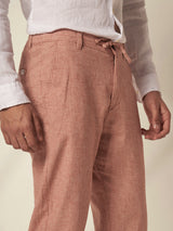 Men's Pink Casual Slim Fit Solid Trousers