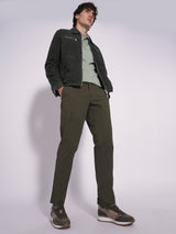 Men's Green Casual Regular Fit Solid Mid Rise Trouser
