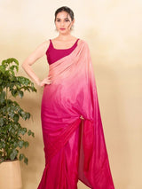 Women's Pink Brocade Padded Back Open Sleeveless Saree Blouse