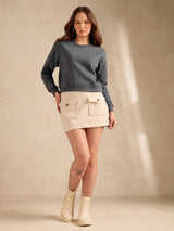 Women's Grey Typographic Sweatshirt