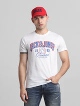 Men's White Casual Slim Fit Half Sleeves Tshirt