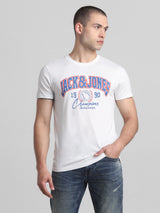 Men's White Casual Slim Fit Half Sleeves Tshirt