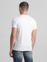 Men's White Casual Slim Fit Half Sleeves Tshirt