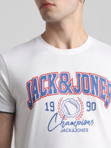 Men's White Casual Slim Fit Half Sleeves Tshirt