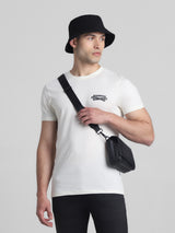 Men's White Casual Slim Fit Half Sleeves Tshirt