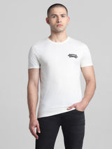 Men's White Casual Slim Fit Half Sleeves Tshirt