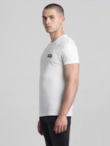 Men's White Casual Slim Fit Half Sleeves Tshirt