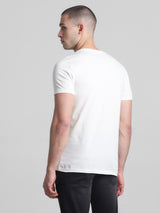 Men's White Casual Slim Fit Half Sleeves Tshirt