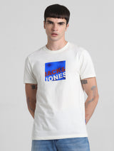 Men's White Casual Slim Fit Half Sleeves Tshirt