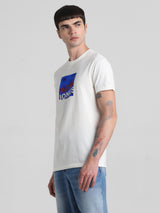 Men's White Casual Slim Fit Half Sleeves Tshirt
