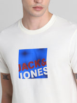Men's White Casual Slim Fit Half Sleeves Tshirt