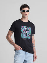 Men's Black Casual Regular Fit Half Sleeves Tshirt