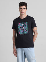 Men's Black Casual Regular Fit Half Sleeves Tshirt