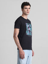 Men's Black Casual Regular Fit Half Sleeves Tshirt