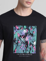 Men's Black Casual Regular Fit Half Sleeves Tshirt
