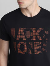Men's Black Casual Slim Fit Half Sleeves Tshirt