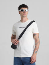 Men's White Casual Slim Fit Half Sleeves Tshirt