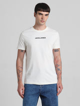 Men's White Casual Slim Fit Half Sleeves Tshirt