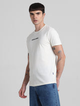 Men's White Casual Slim Fit Half Sleeves Tshirt