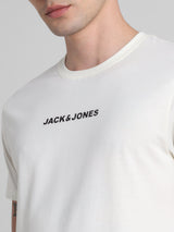 Men's White Casual Slim Fit Half Sleeves Tshirt