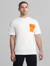 Men's White Casual Oversized Drop Shoulder Half Sleeves Tshirt