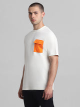 Men's White Casual Oversized Drop Shoulder Half Sleeves Tshirt