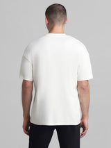Men's White Casual Oversized Drop Shoulder Half Sleeves Tshirt