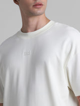 Men's White Casual Oversized Drop Shoulder Half Sleeves Tshirt
