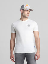 Men's White Casual Slim Fit Half Sleeves Tshirt
