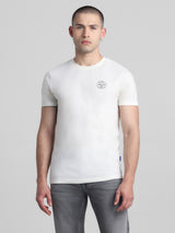Men's White Casual Slim Fit Half Sleeves Tshirt