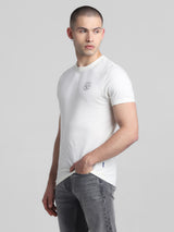 Men's White Casual Slim Fit Half Sleeves Tshirt