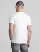 Men's White Casual Slim Fit Half Sleeves Tshirt