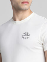 Men's White Casual Slim Fit Half Sleeves Tshirt