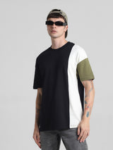 Men's Black Casual Oversized Drop Shoulder Half Sleeves Tshirt