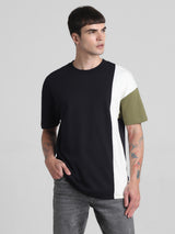 Men's Black Casual Oversized Drop Shoulder Half Sleeves Tshirt