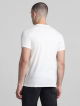 Men's White Casual Slim Fit Half Sleeves Tshirt
