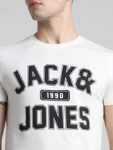 Men's White Casual Slim Fit Half Sleeves Tshirt
