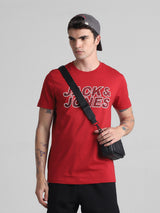 Men's Red Casual Slim Fit Half Sleeves Tshirt