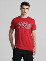 Men's Red Casual Slim Fit Half Sleeves Tshirt