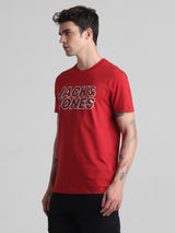 Men's Red Casual Slim Fit Half Sleeves Tshirt