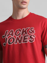 Men's Red Casual Slim Fit Half Sleeves Tshirt
