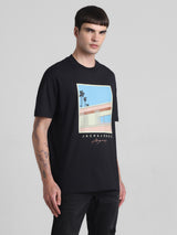 Men's Black Casual Oversized Drop Shoulder Half Sleeves Tshirt