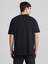 Men's Black Casual Oversized Drop Shoulder Half Sleeves Tshirt