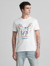 Men's White Casual Slim Fit Half Sleeves Tshirt