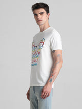 Men's White Casual Slim Fit Half Sleeves Tshirt